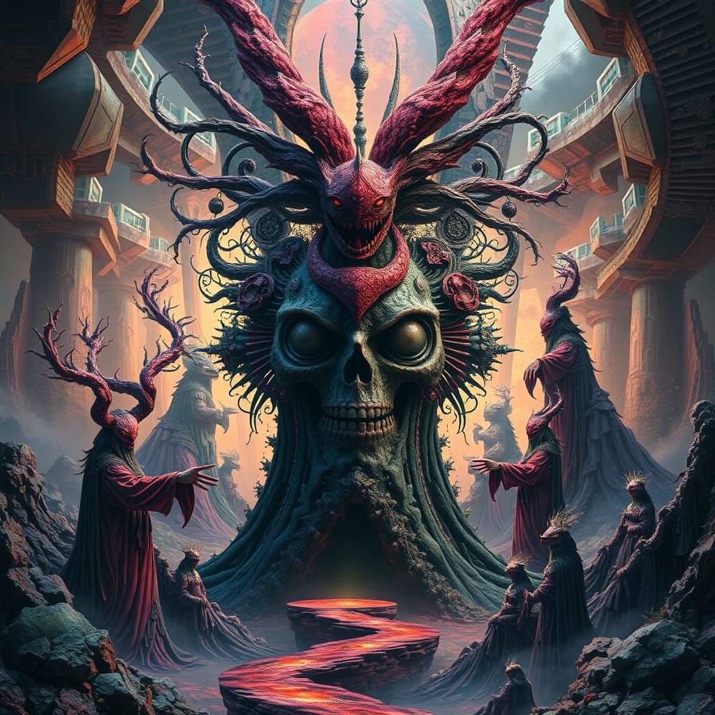 Surrealistic Photorealistic Vision of Hellish Underworld