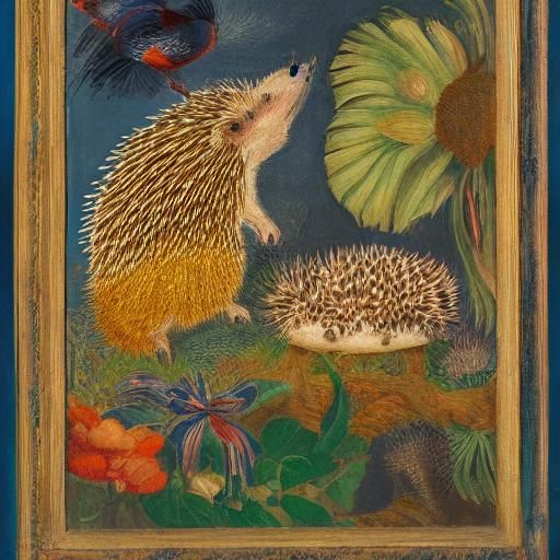 Hedgehog in Doodle World: Baroque Meets Abstract