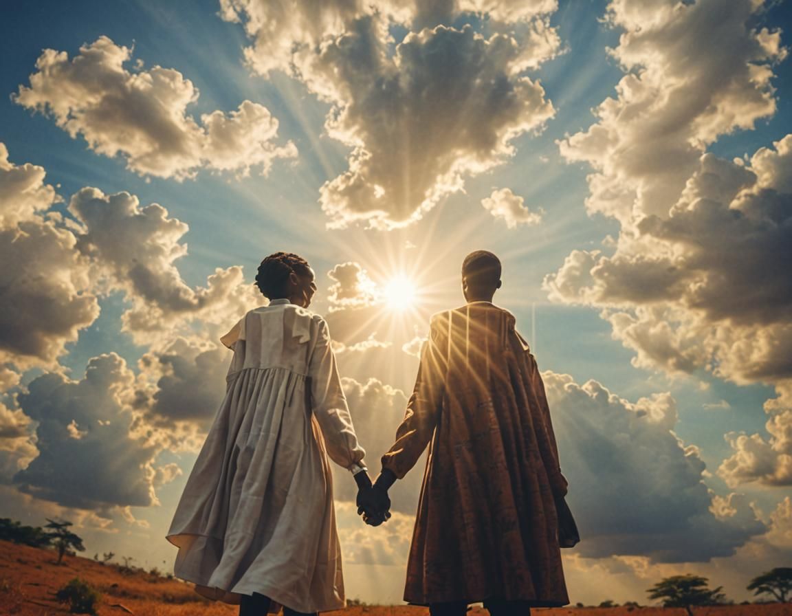 Divine African Couple in Heavenly Sunshine