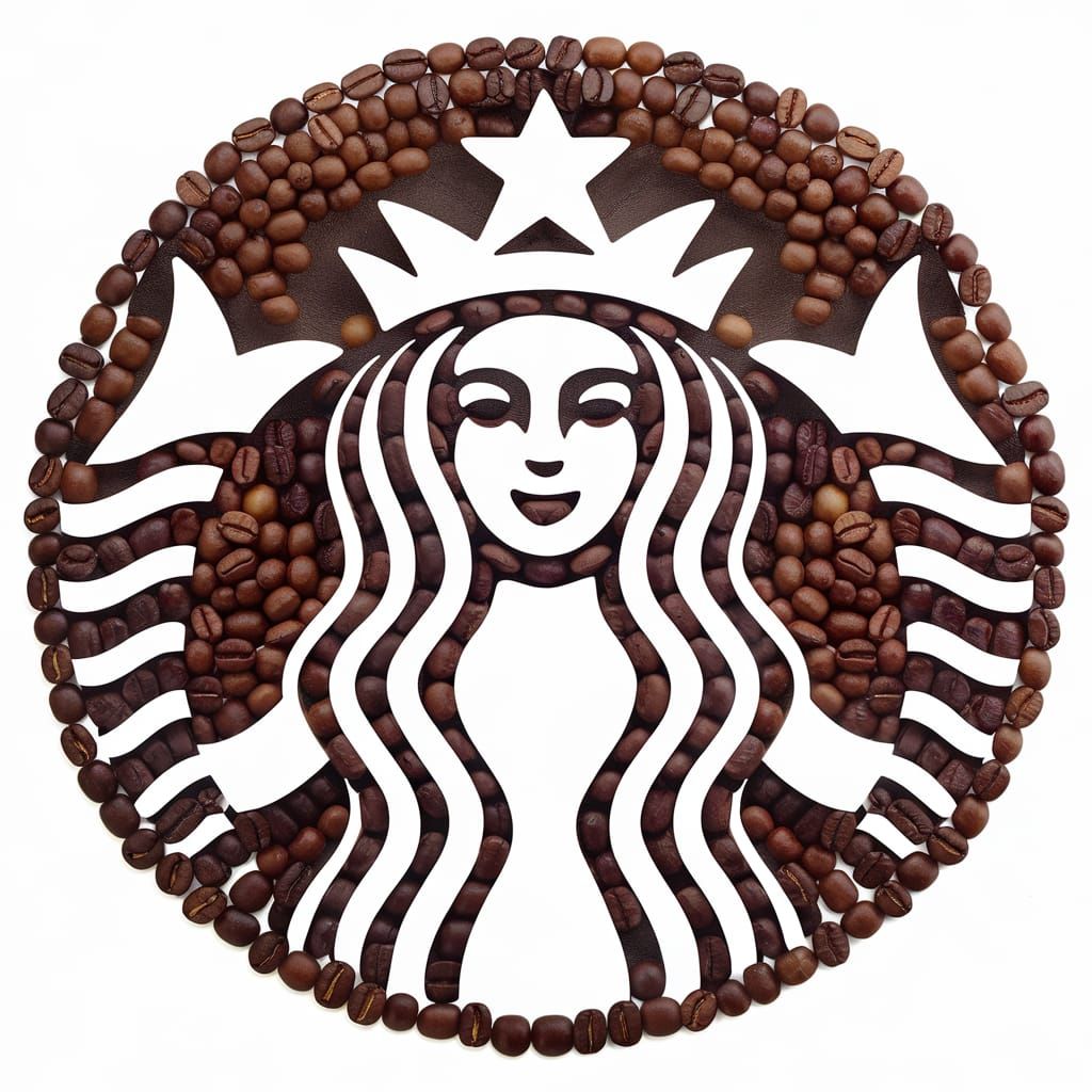 Starbucks Logo Art Made of Coffee Beans