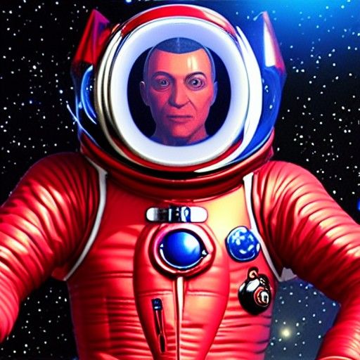 Hyperrealistic Man in Red Spacesuit: 3D Render