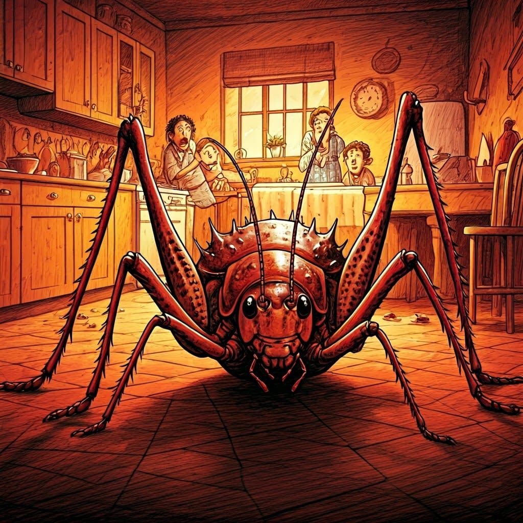 Gigantic African King Cricket Invades Traditional Kitchen