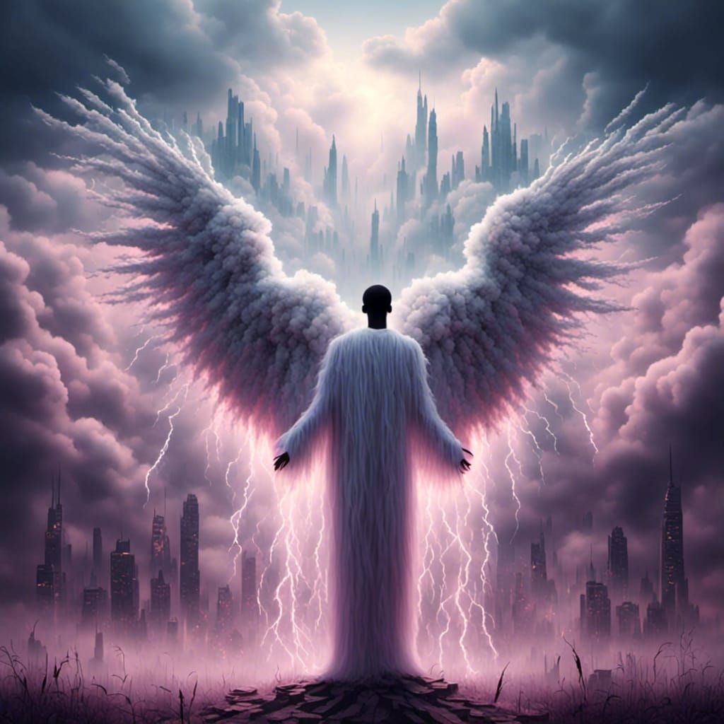 Ethereal Musical Angel in Cloudscape