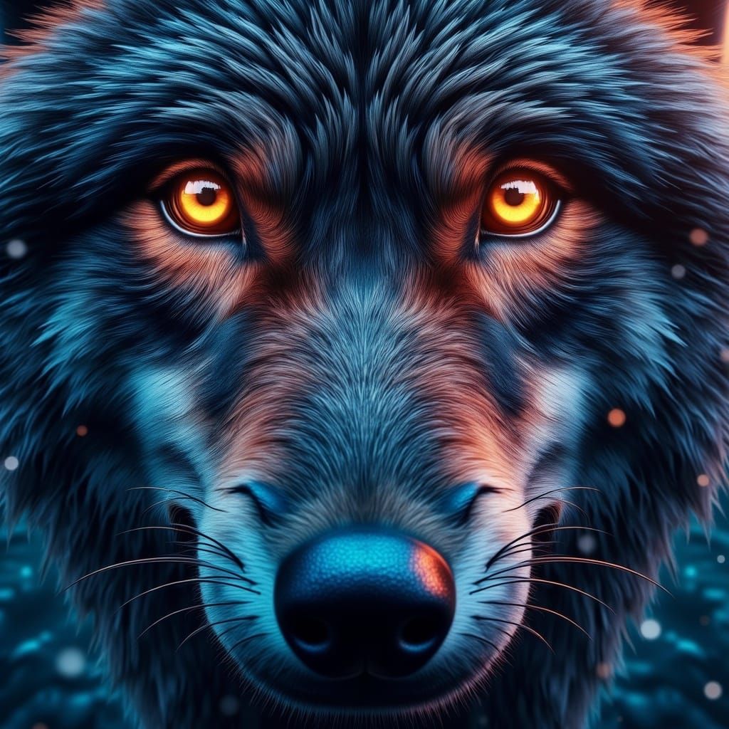 Majestic Wolf Portrait in Hyperrealistic Fantasy Style