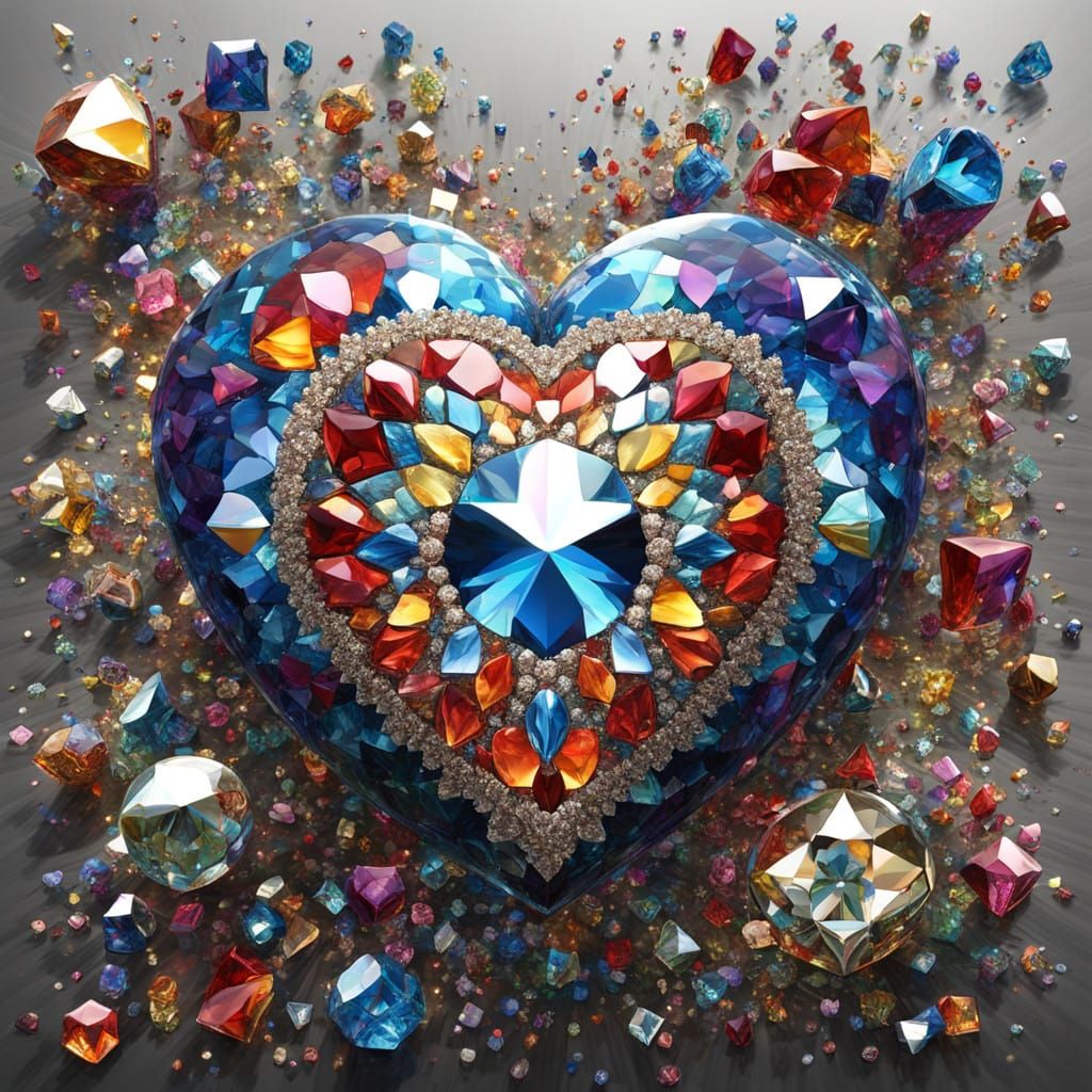 Crystal Heart in Hyper-Realistic Luxury Style