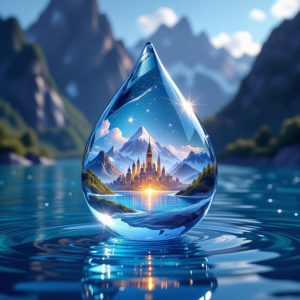 Magical World Encapsulated in 3D Water Droplet