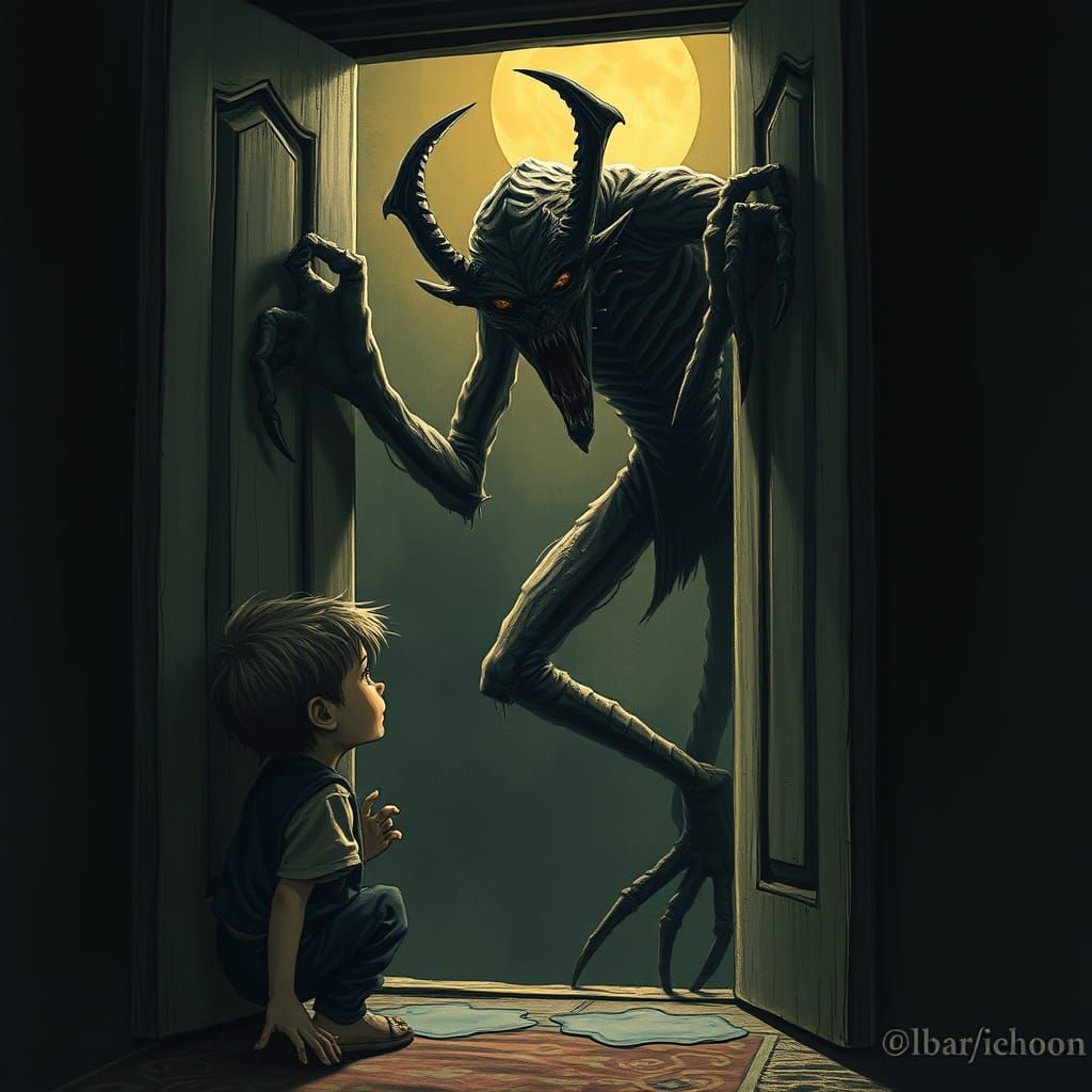 Grotesque Babau Emerges from Shadows in Dark, Gothic Fairy T...