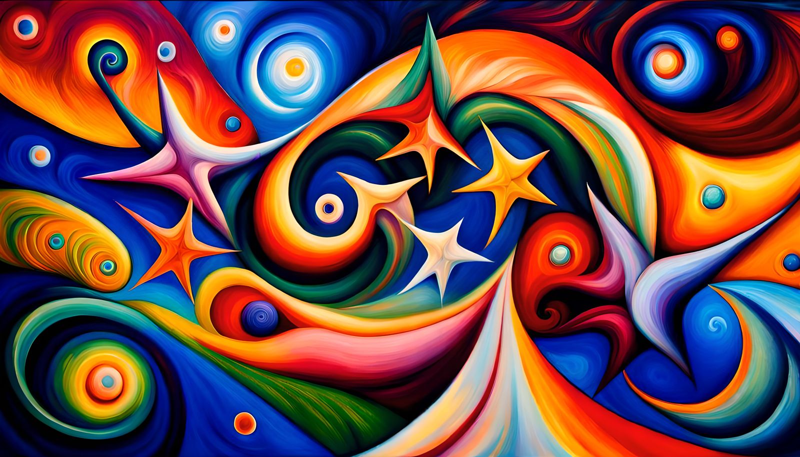 Iridescent Cosmic Star Cluster in Impasto Oil Style