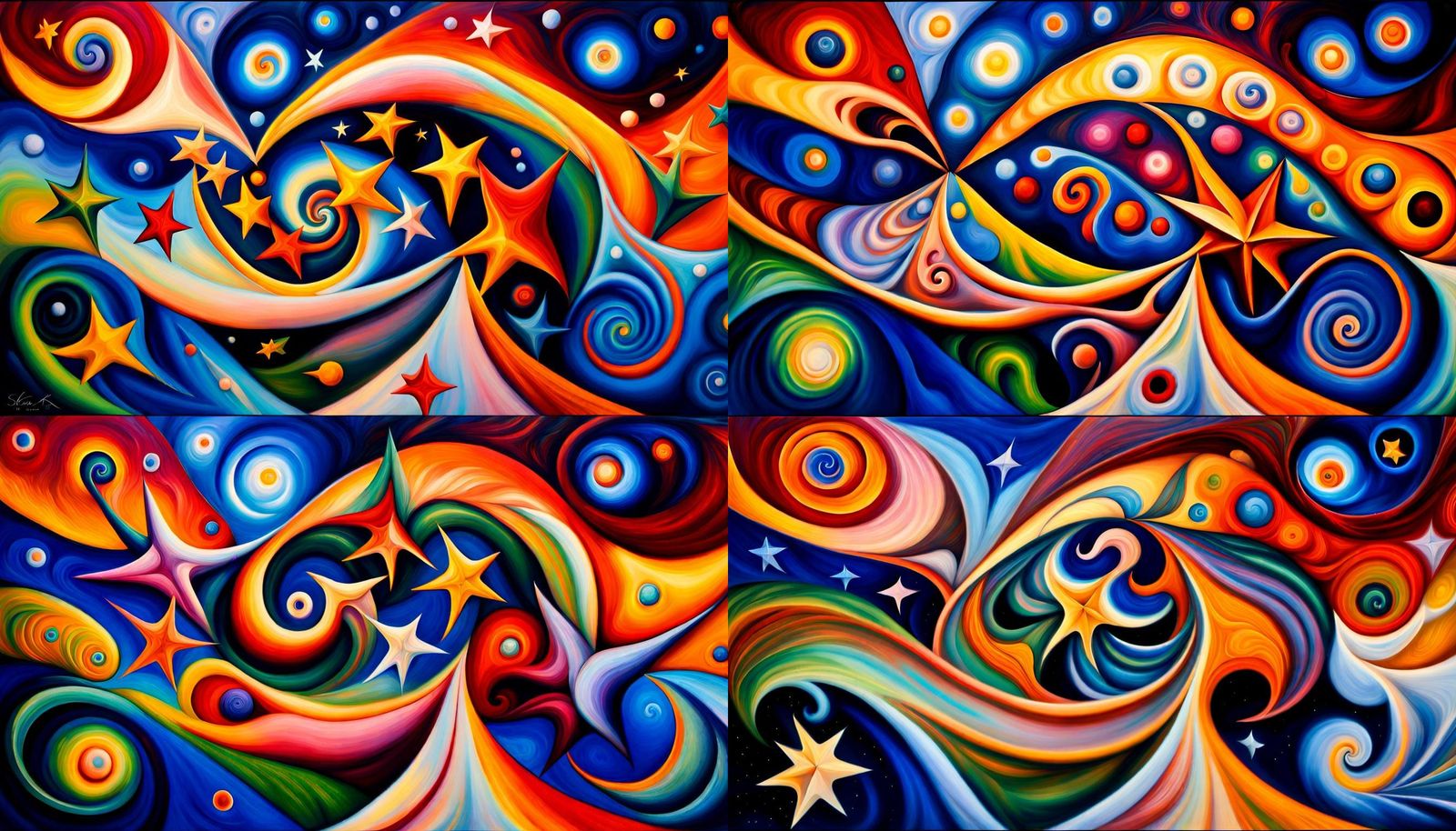 Swirling Star Cluster in Impasto Oil Style