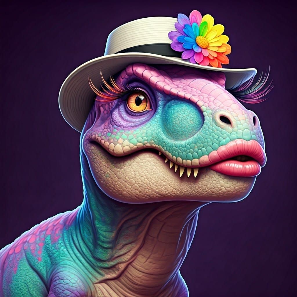 Whimsical Rainbow Tyrannosaurus Rex