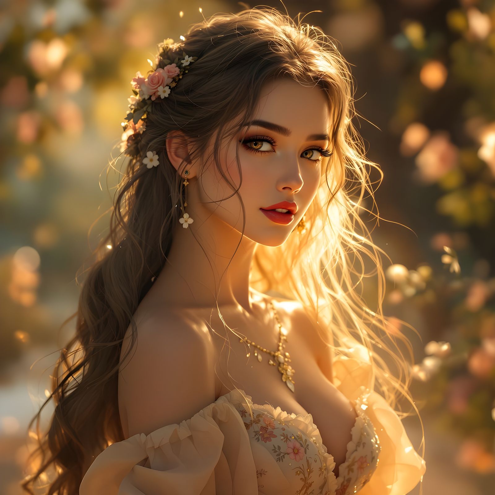 Bashful Goddess in Romantic Fantasy Matte Painting