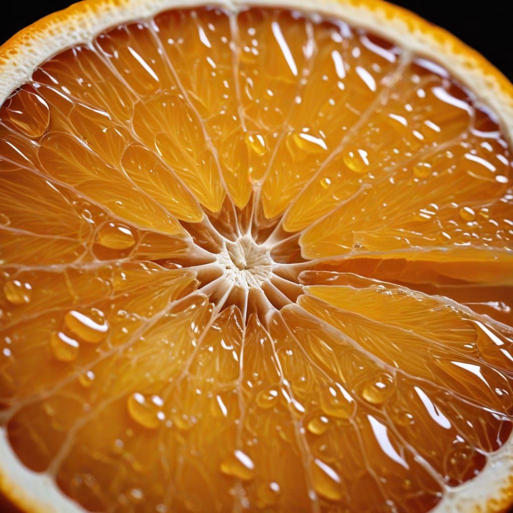 Intimate Macro View Inside an Orange