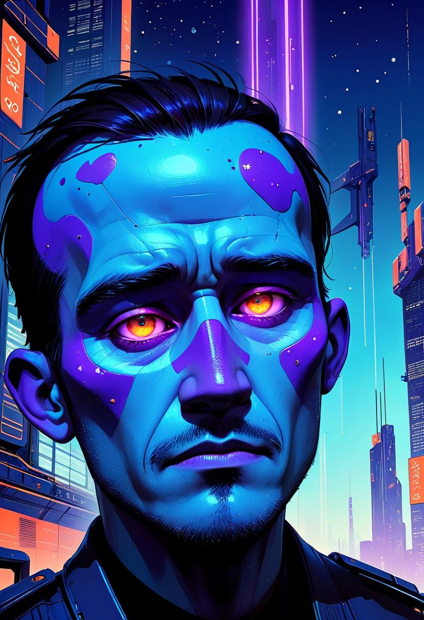 Futuristic Cityscape in Industrial Futurism Style