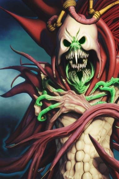 Cybernetic Eldritch Jester in Anime Style