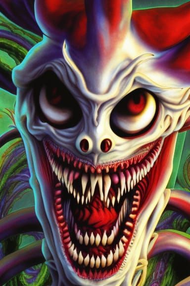 Cybernetic Anime Eldritch Horror Jester