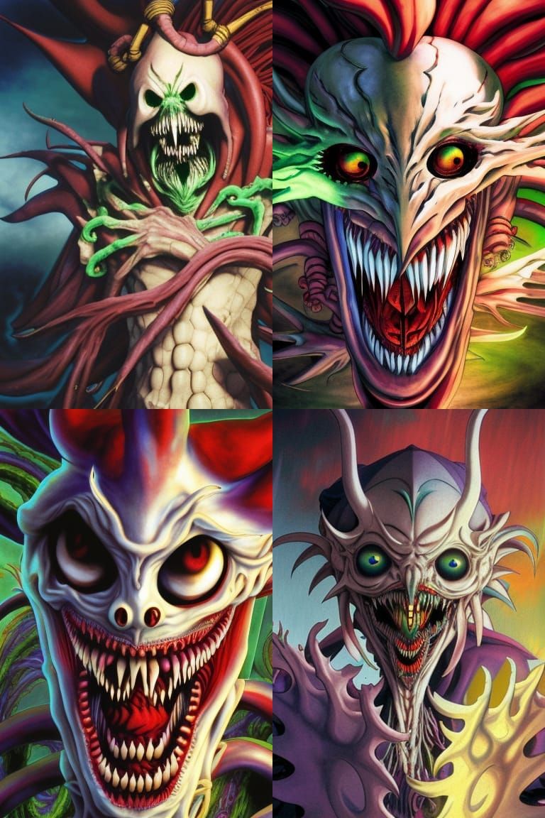 Cybernetic Eldritch Horror Jester in Anime Style