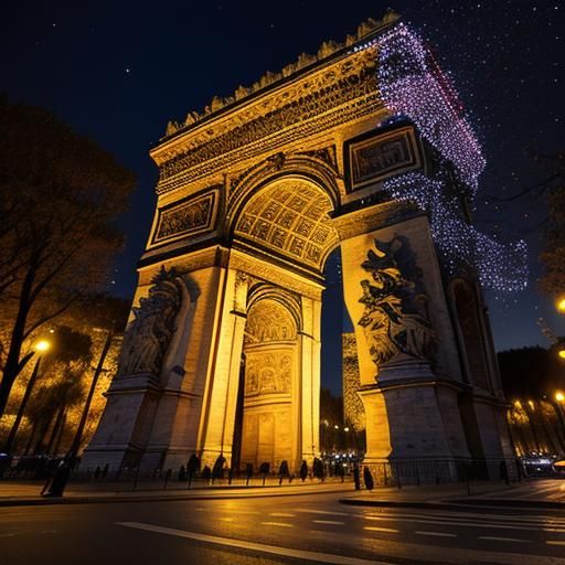 Arc de Triomphe Aglow at Night