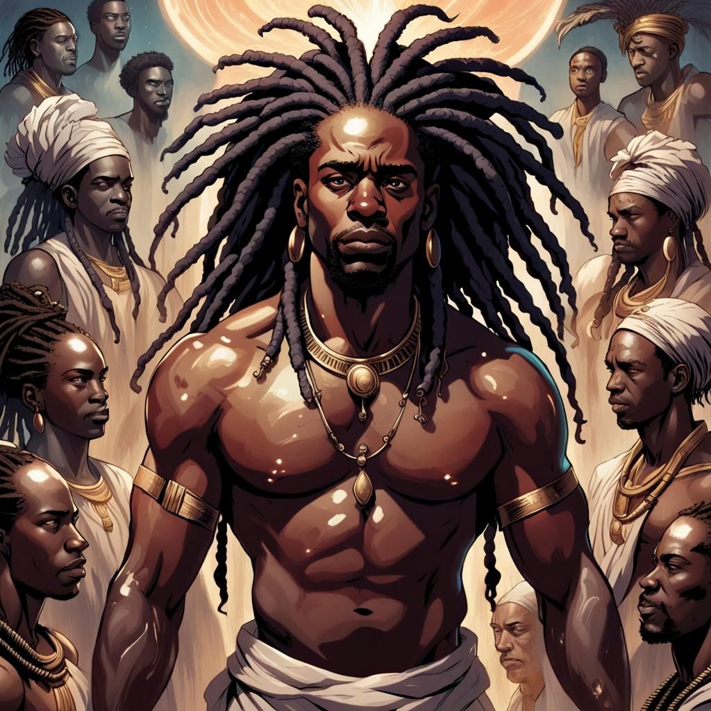 Ancestral Spirits Channeling Strength: Comic Book Art