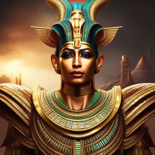 Golden Egyptian God Ra in Detailed Fantasy Art