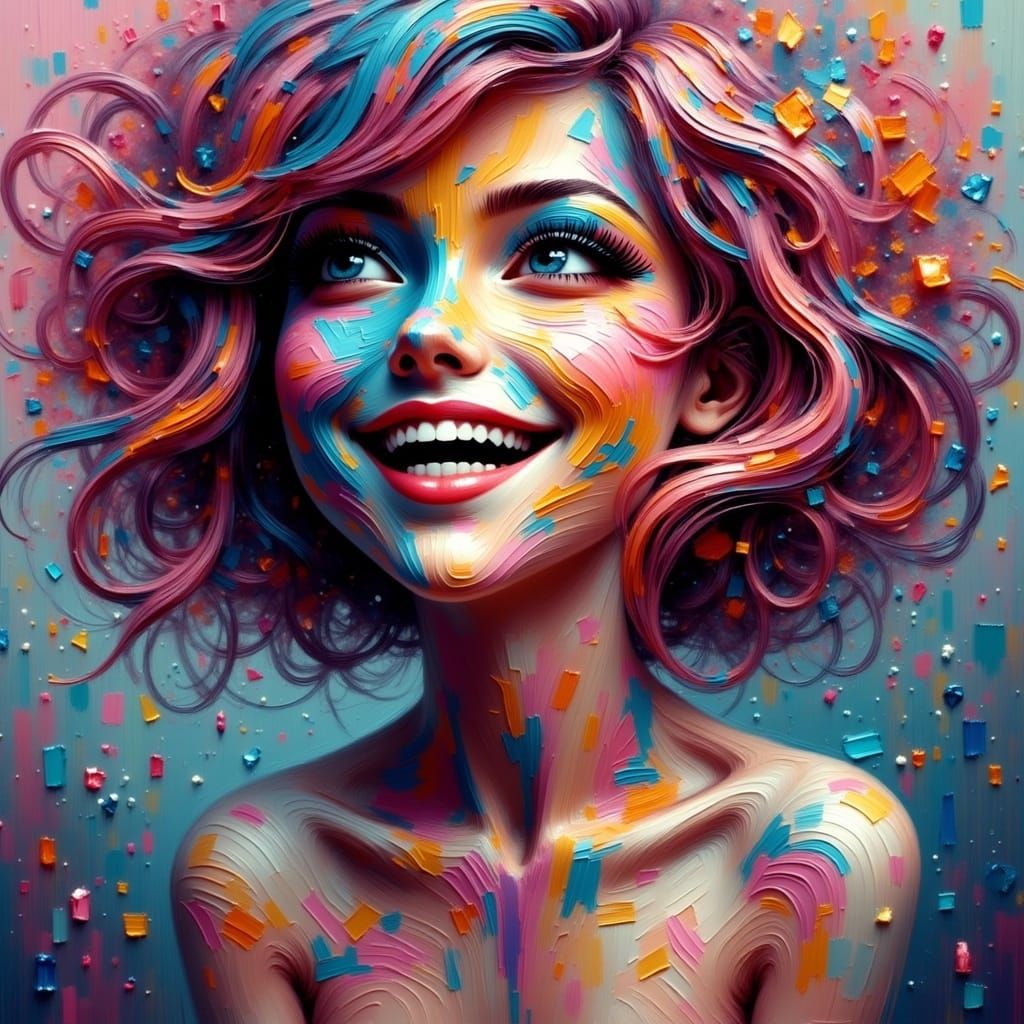 Woman's Face Transformed into Candy Art Style