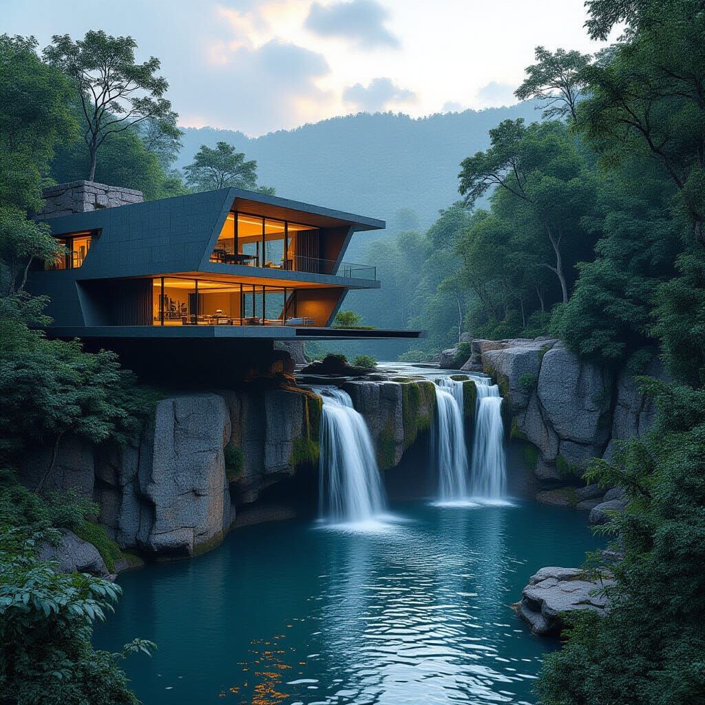 Impossible Cliffside House Overwatering Hole - Cinematic Mat...