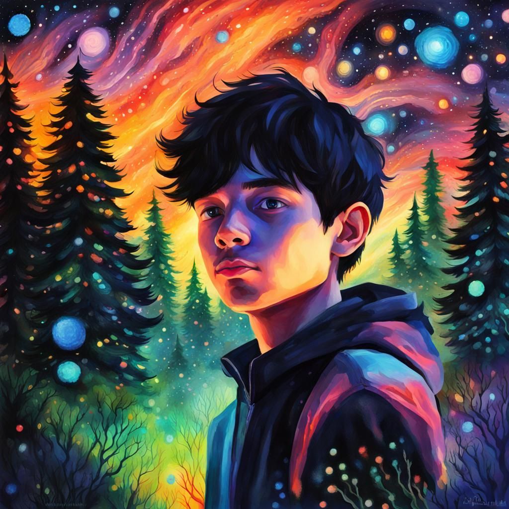 Enchanted Forest Shadow: A Watercolor Style Portrait