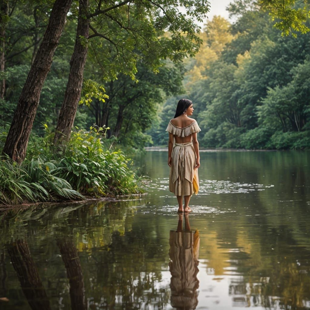 Pocahontas Portrait in Native American Style