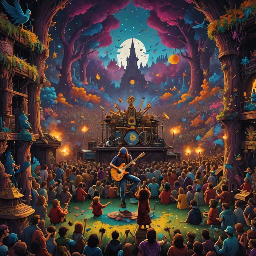 Fantastical Woodstock Concert in Deep Color