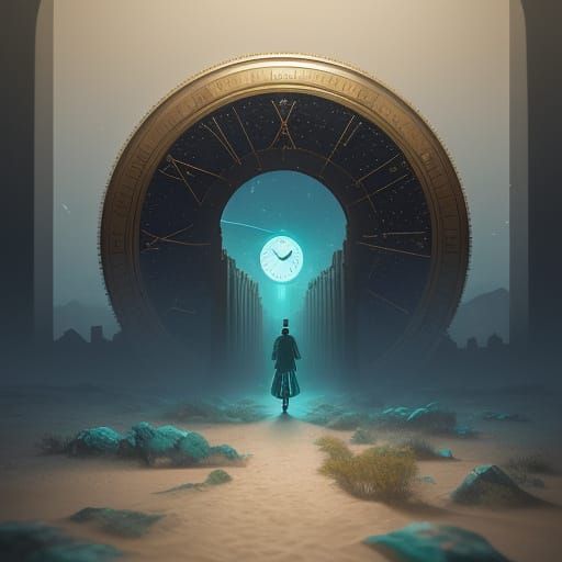 Surreal Pocket Watch Portal to Another World