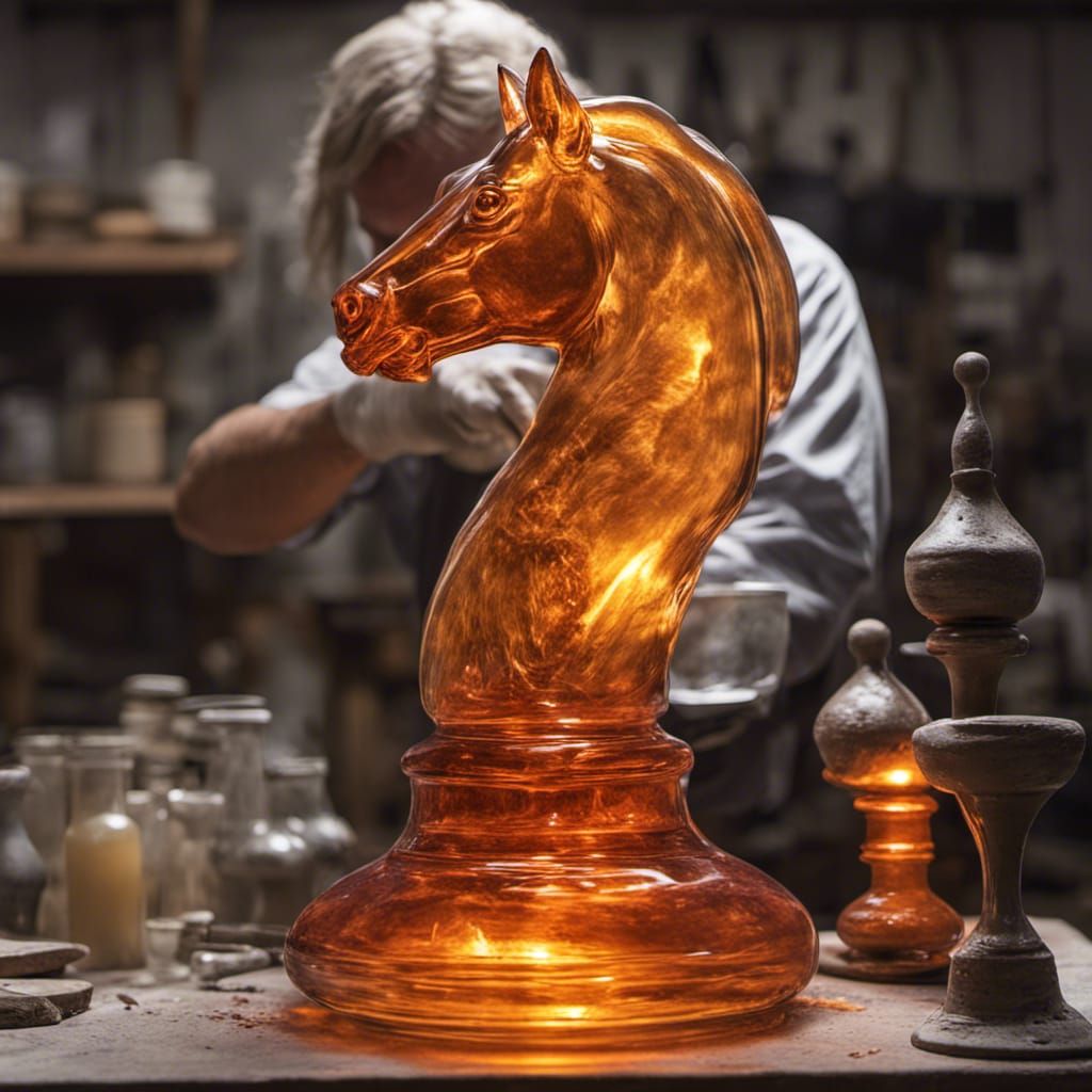 Glassblower Creates Knight Chess Piece in Hyperrealism