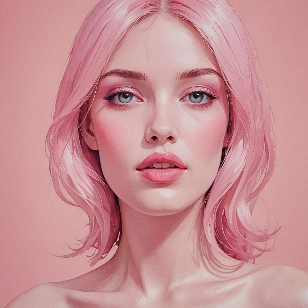 Abstract Pink Woman with Complementary Colors