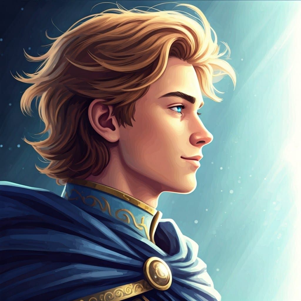 Teenage Boy with Golden Hair in Digital Art Style