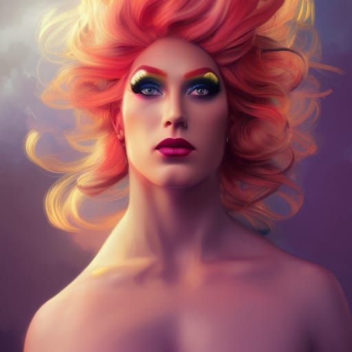 Glamorous Drag Queen Portrait in Hyperdetailed Style