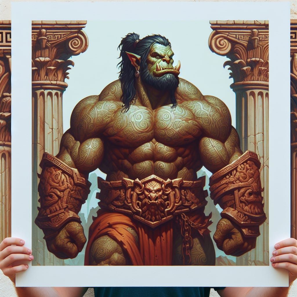 Molten Orc Hero in D&D Greek Mythology Style