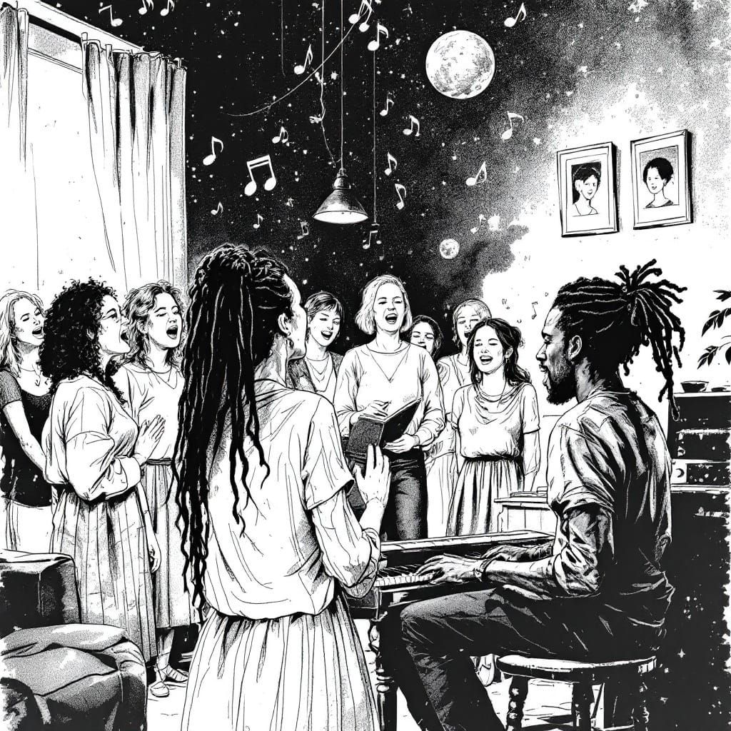 Middle Aged Women Sing Joyfully in a Cozy Living Room