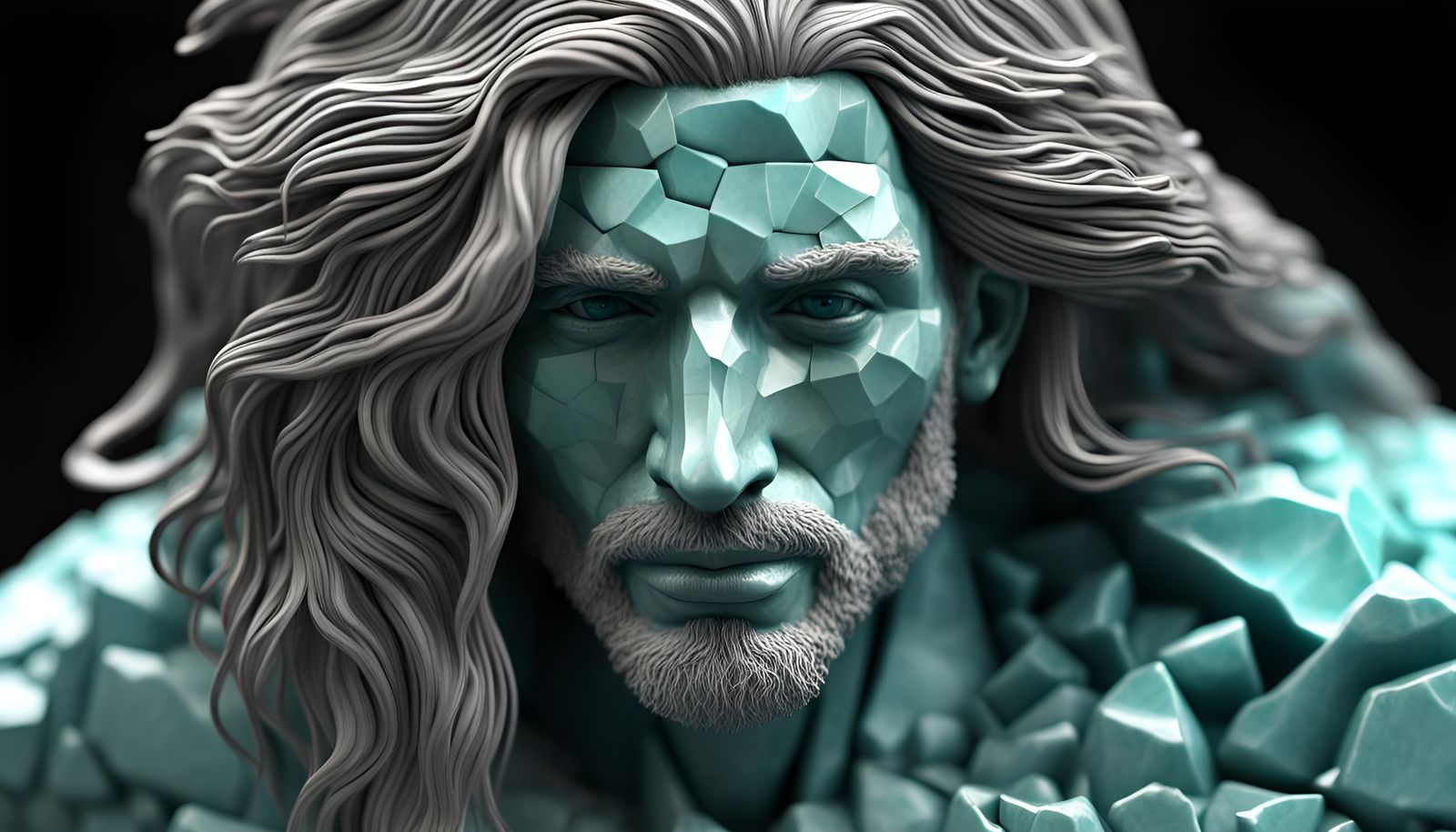 Amazonite Man Portrait in Hyperrealistic 3D