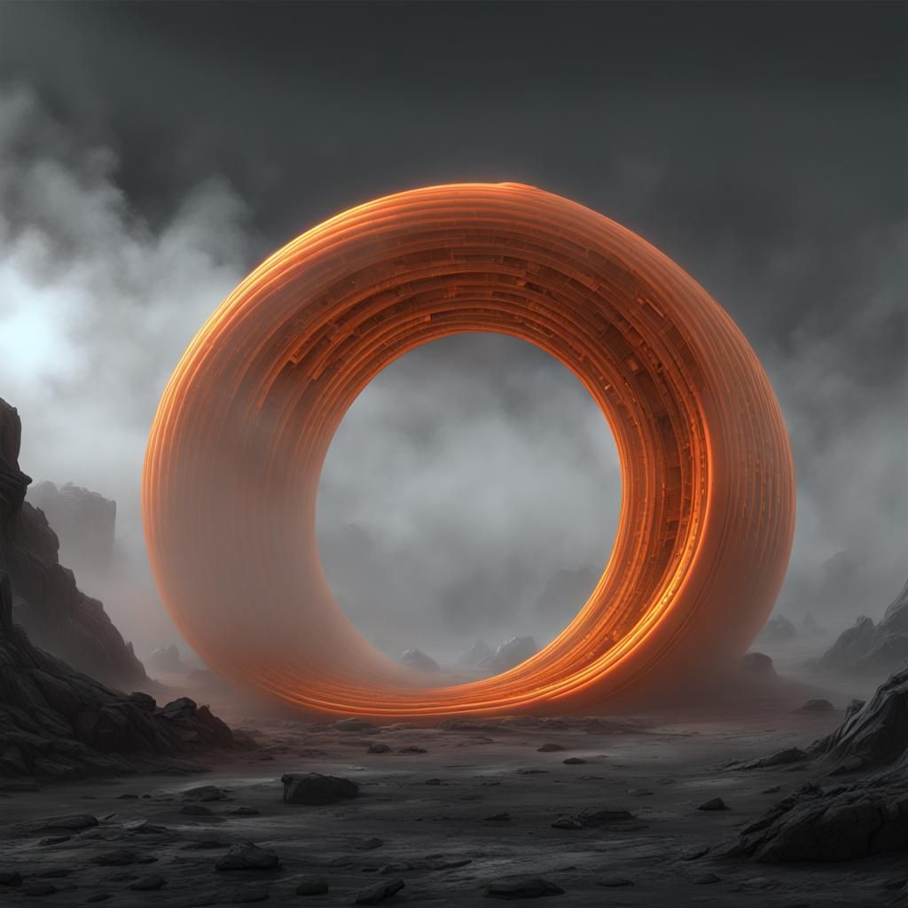 Luminescent Slinky Arch on Fog-Bound Planet