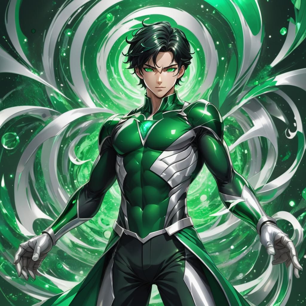 Emerald Hero in Glorious Pose: Anime Style