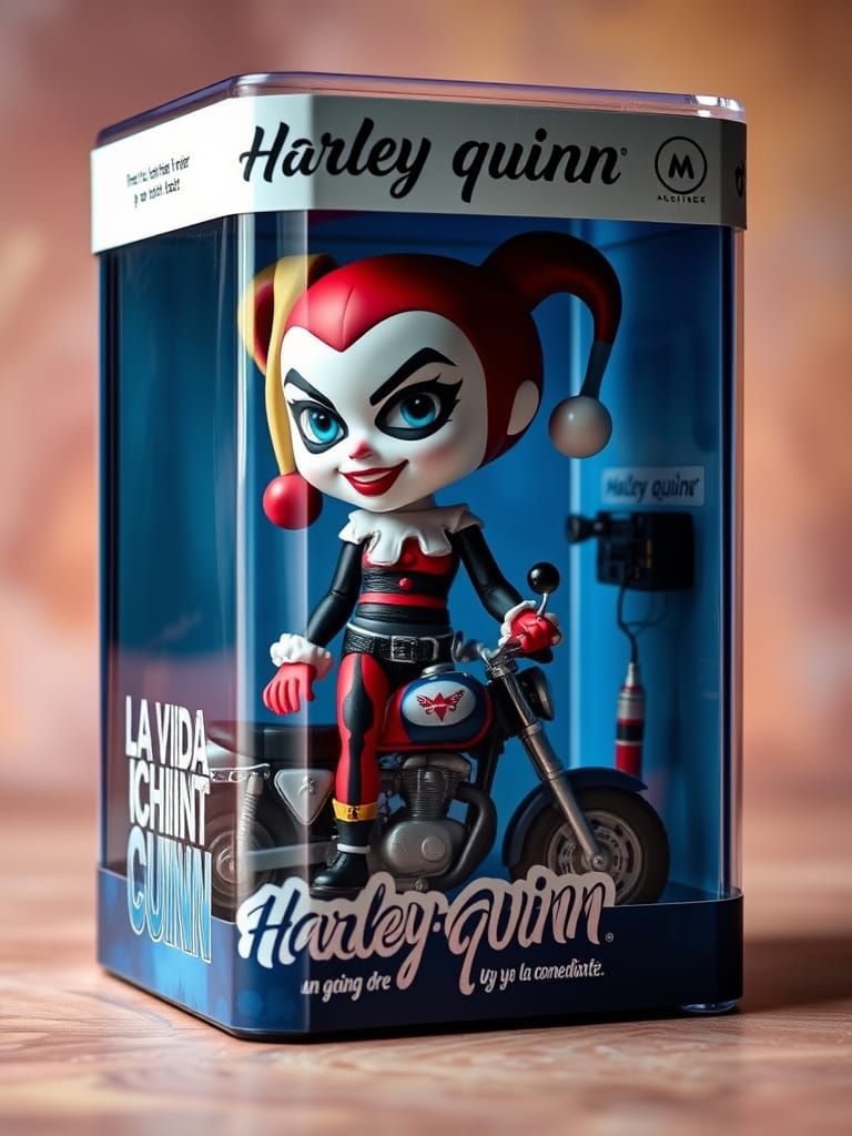 Harley Quinn Action Figure Collectible Box in Transparent Bl...