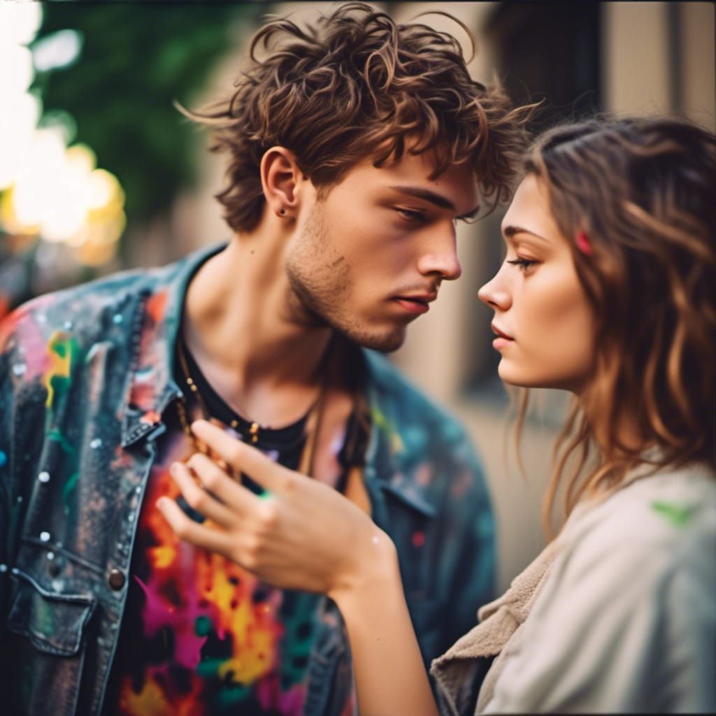 College Couple in Graffiti Art Photo