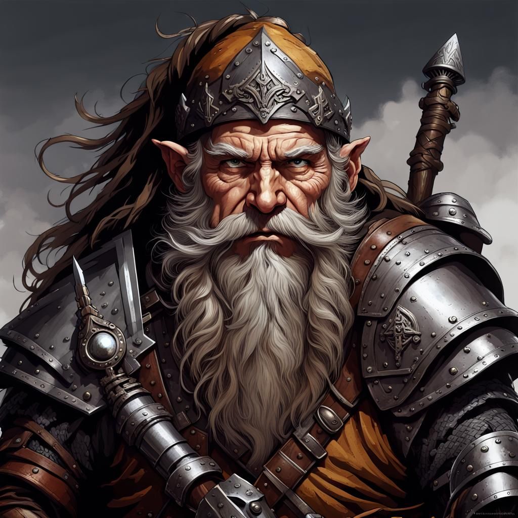 Detailed Dwarf Gunner in Medieval Fantasy Armor