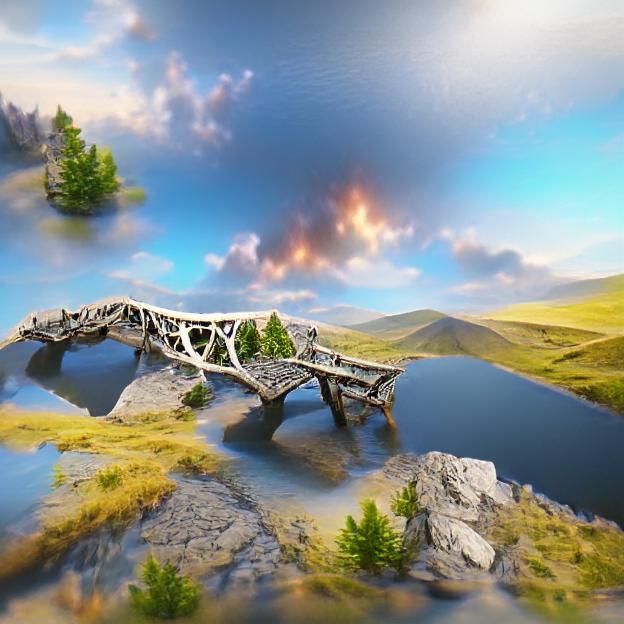 Broken Bridge Overlooking a Beautiful Landscape