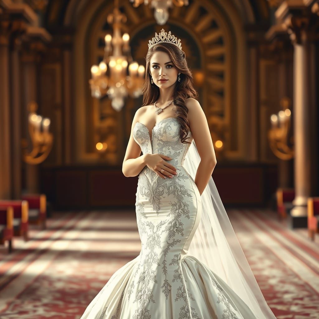 Stunning Bride in Royal Wedding Gown: Professional Photograp...