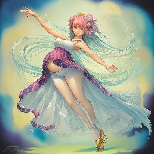 Radiant Pregnant Woman in Pop Surrealist Style