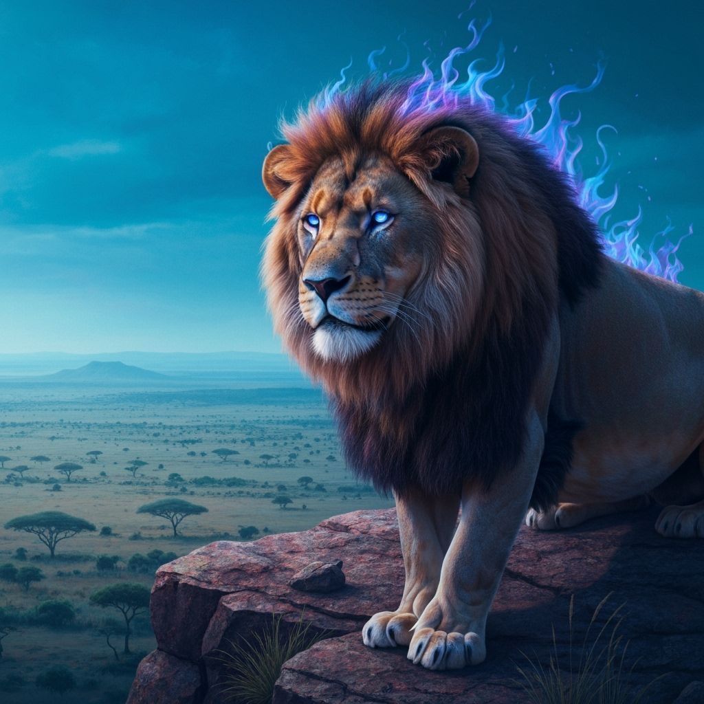 Bioluminescent Lion: Fantasy Concept Art