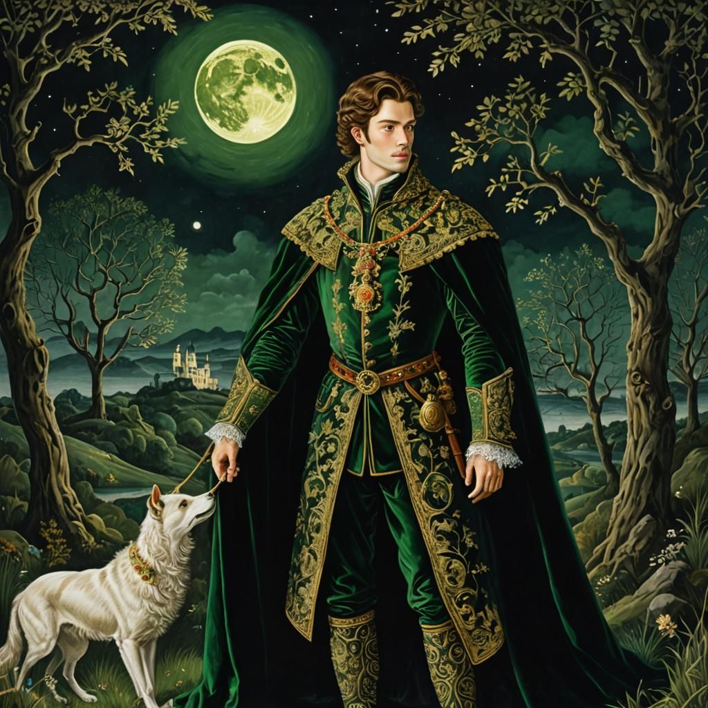 Majestic Prince in Mystical Landscape, Dark Surrealism