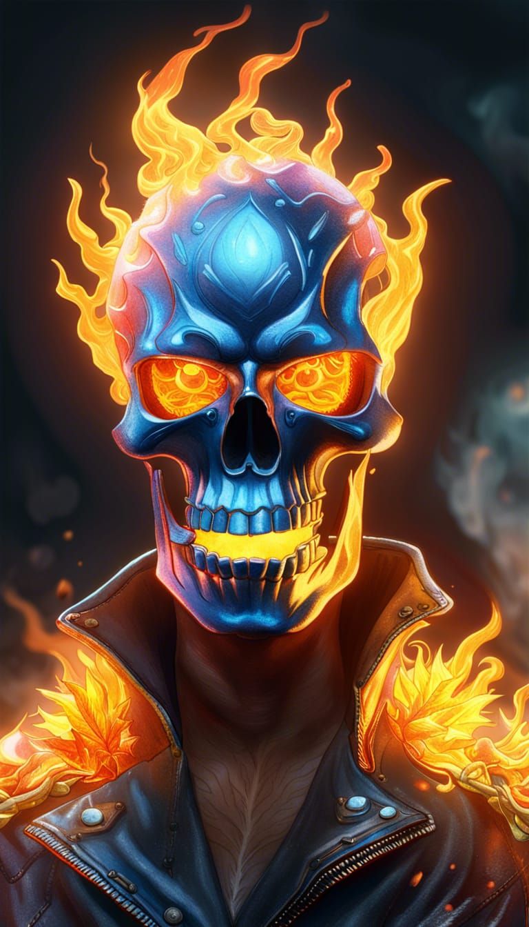 Ghost Rider Marijuana Portrait in Hyperdetailed Style