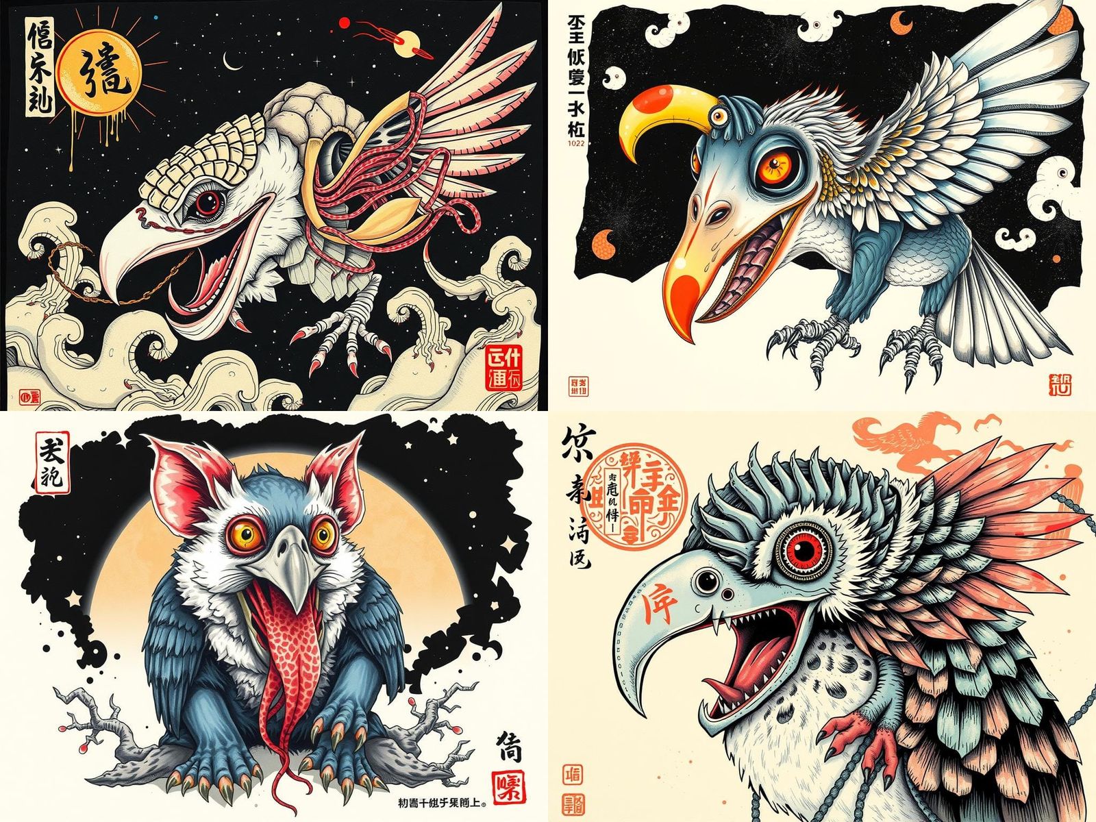 Bizarre Hybrid Creature in Chinese Ink Painting