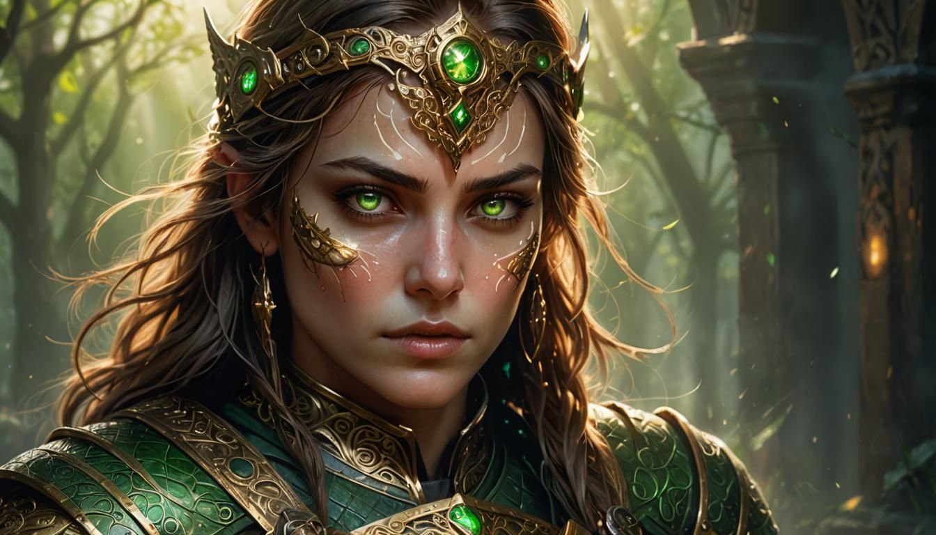 Soul Hunter with Vivid Green Eyes in Hyperrealism