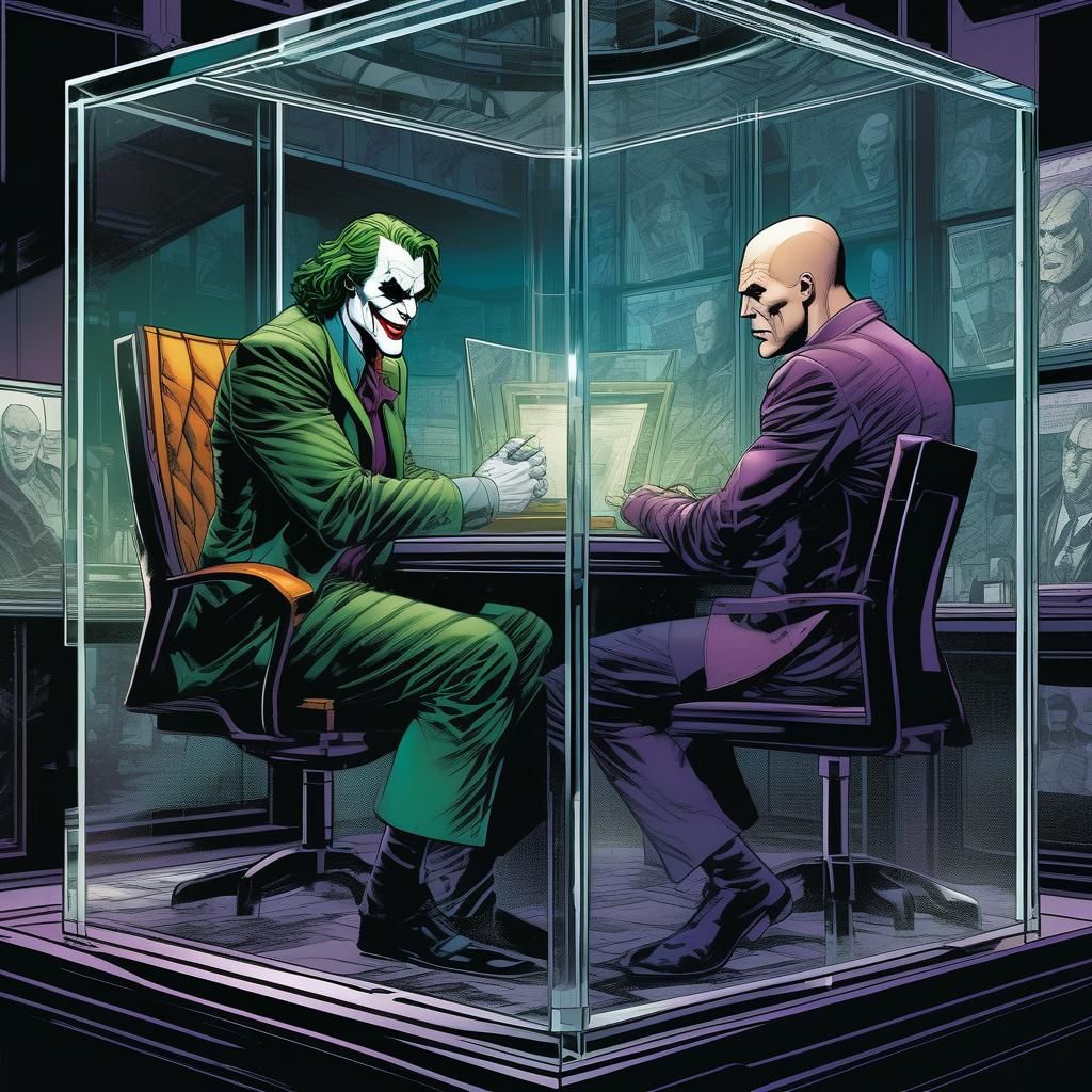 The Joker and Lex Luthor in Glass Cube